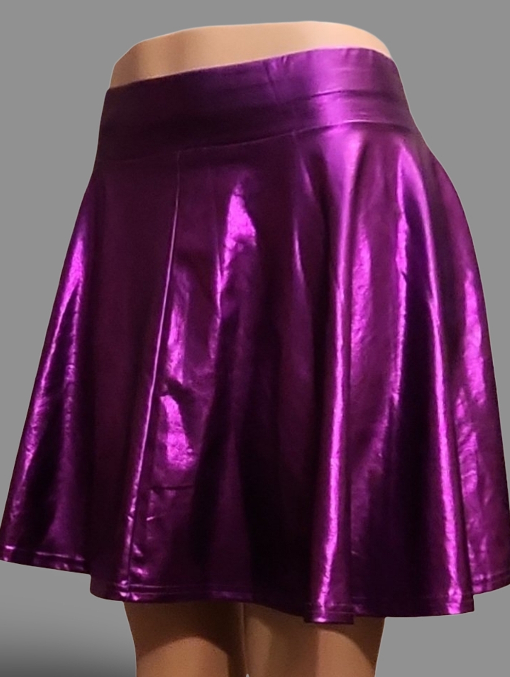 COCO Urban Women's Purple Metallic Skater Skirt Size XL Pleated Stretch Rave Y2k